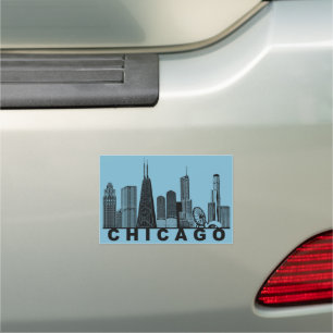 Chicago Skyline Silhouette  Car Magnet