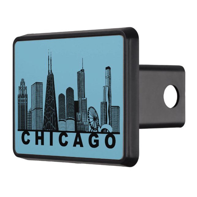 Chicago Skyline Silhouette  Hitch Cover (Left)