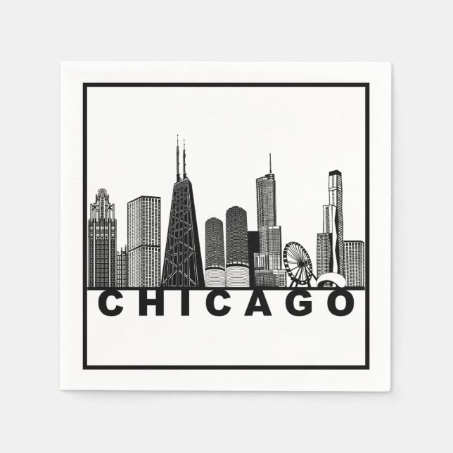 Chicago Skyline Silhouette  Napkins (Front)