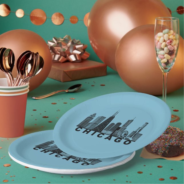 Chicago Skyline Silhouette  Paper Plates (Multi)