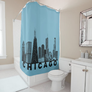 Chicago Skyline Silhouette  Shower Curtain