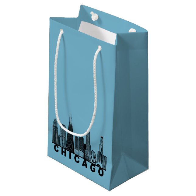 Chicago Skyline Silhouette  Small Gift Bag (Front Angled)