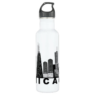 Chicago Skyline Silhouette  Stainless Steel Water Bottle