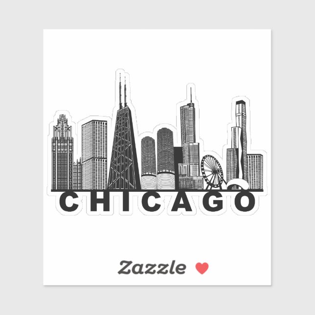 Chicago Skyline Silhouette Sticker (Sheet)