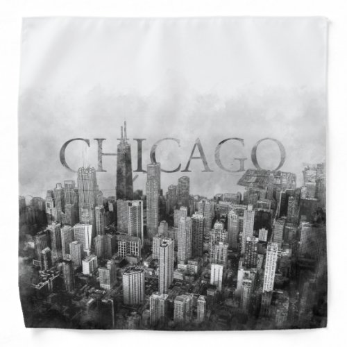 Chicago Skyline Sketch Bandana
