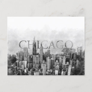 Chicago Skyline Sketch Holiday Postcard