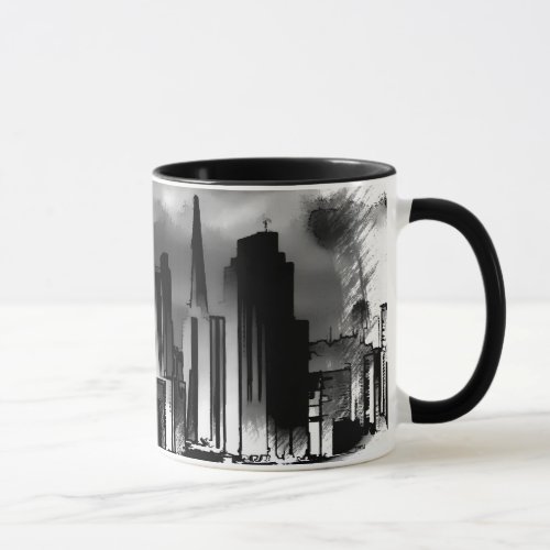 Chicago Skyline Sketch in Black and White Mug