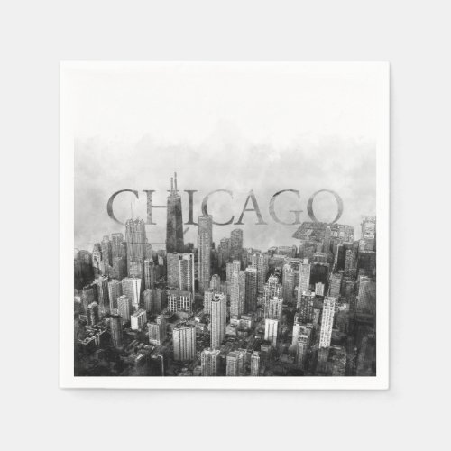 Chicago Skyline Sketch Napkins