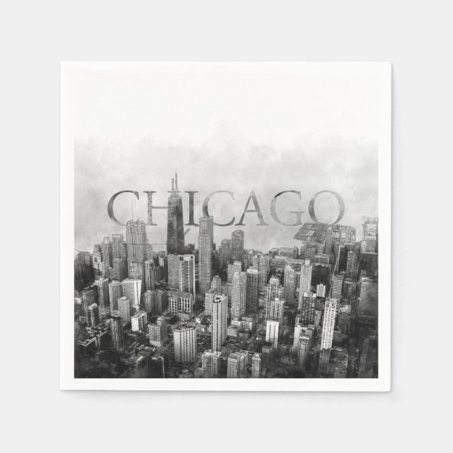 Chicago Skyline Sketch Napkins (Front)