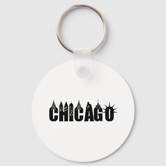 Chicago Skyline Skyscraper City Pride Keychain (Front)