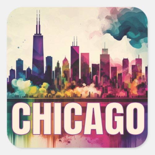 Chicago Skyline  Square Sticker