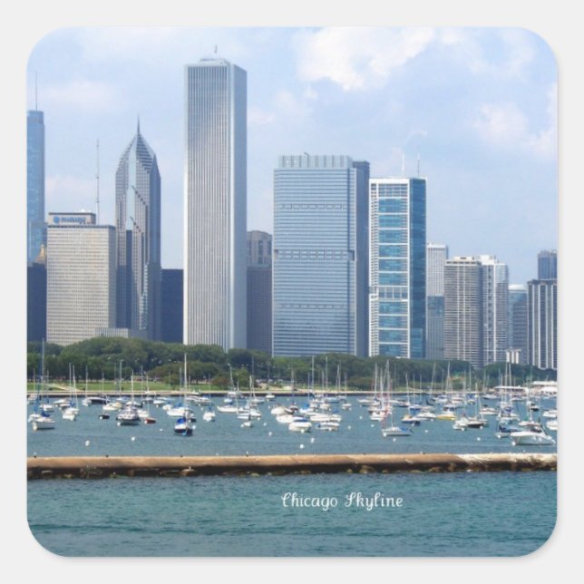 Chicago Skyline Square Sticker (Front)