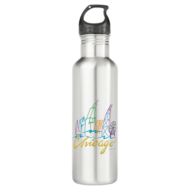 Chicago Skyline Stainless Steel Water Bottle (Front)