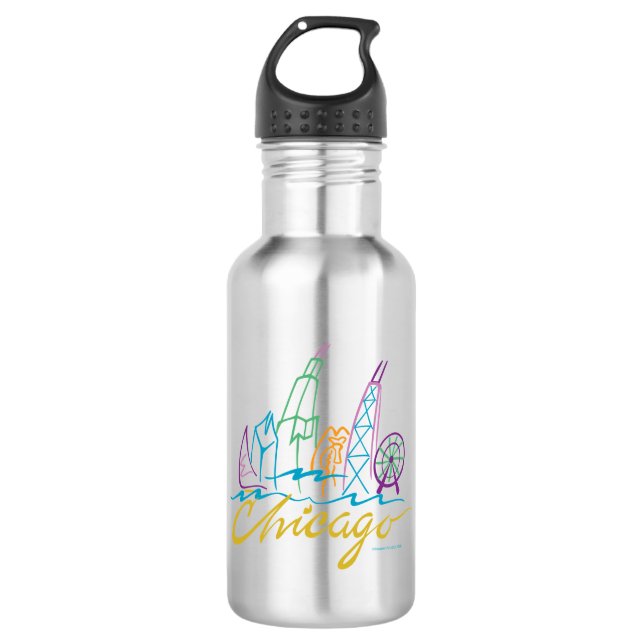 Chicago Skyline Stainless Steel Water Bottle (Front)