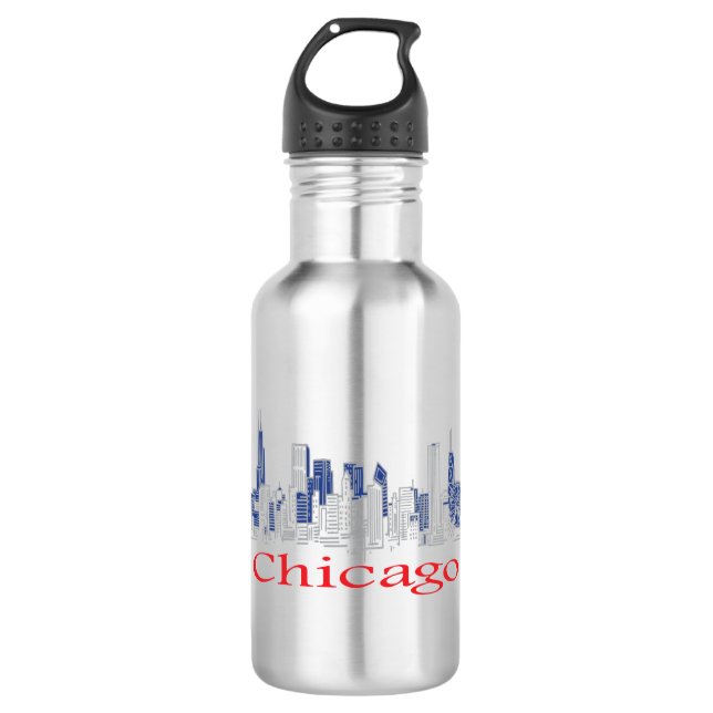 Chicago-Skyline Stainless Steel Water Bottle (Front)