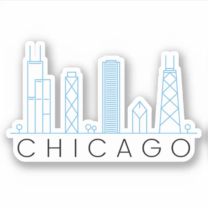 Glossy Chicago Skyline Sticker