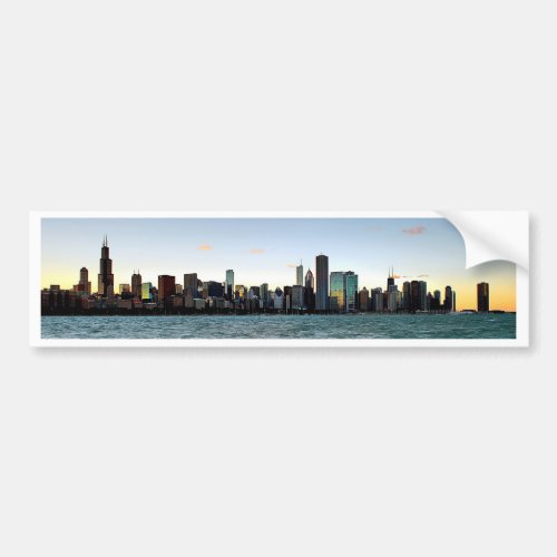 Chicago Skyline Sunset Bumper Sticker