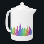 Chicago skyline teapot<br><div class="desc">Chicago city skyline silhouette - multicolor line art</div>