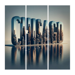 Chicago Skyline Text Triptych