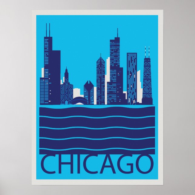 Chicago Skyline Travel Poster (Front)