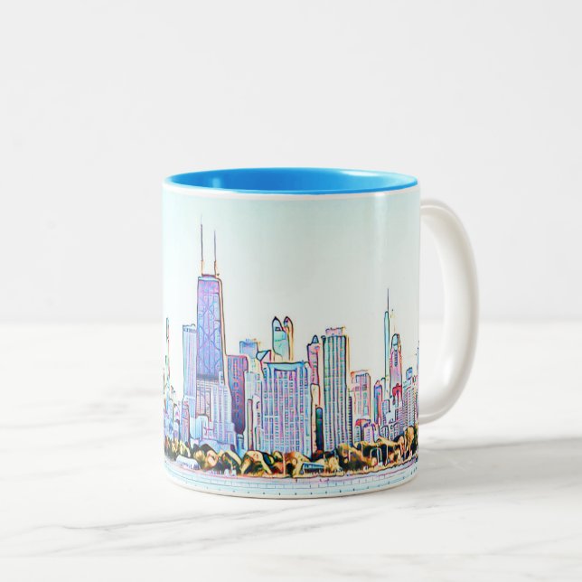 Chicago Skyline Two-Tone Coffee Mug (Front Right)