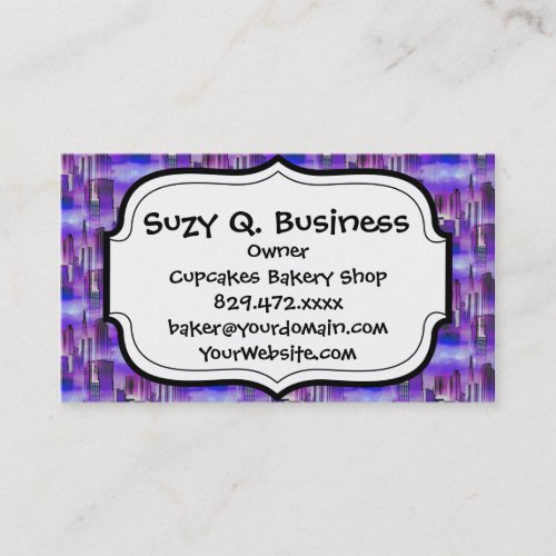Chicago Skyline Urban Art in Purple and Blue Business Cards
