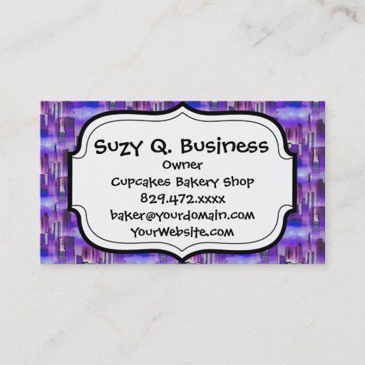 Customizable Chicago Skyline Urban Art in Purple and Blue Business Cards