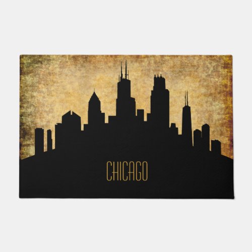 Chicago Skyline _ Vintage Grunge Doormat