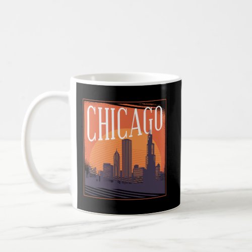 Chicago Skyline Vintage Retro Illinois Souvenir Gi Coffee Mug