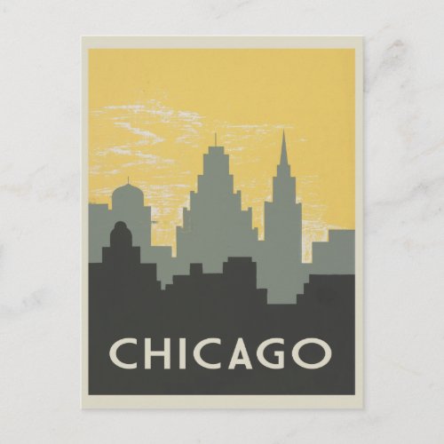 Chicago Skyline vintage style Postcard