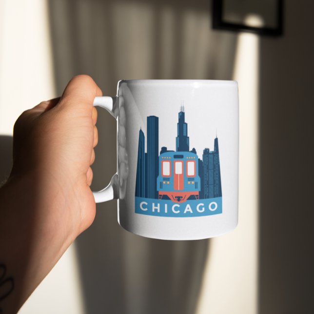 Chicago Skyline Vintage Travel  Coffee Mug (Chicago Skyline Vintage Travel Coffee Mug)