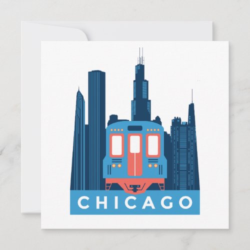 Chicago Skyline Vintage Travel  Greeting Card