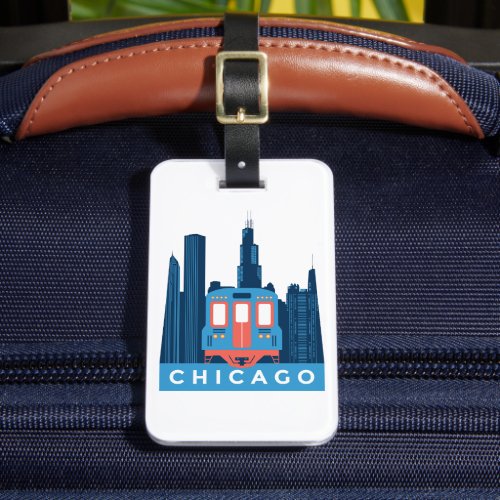 Chicago Skyline Vintage Travel Luggage Tag