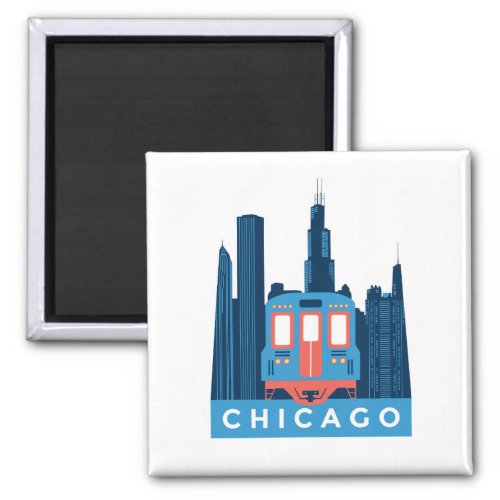 Chicago Skyline Vintage Travel   Magnet