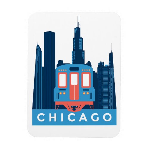 Chicago Skyline Vintage Travel Photo Magnet
