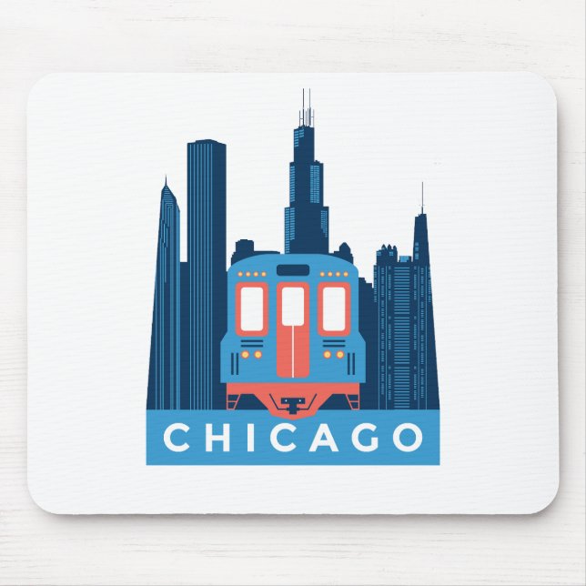 Chicago Skyline Vintage Travel Photo Mouse Pad (Front)