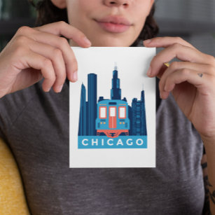 Chicago Skyline Vintage Travel Postcard