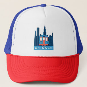 Chicago Skyline Vintage Travel  Trucker Hat