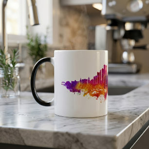 Chicago Skyline Watercolor Art on White Background Color Morph Mug