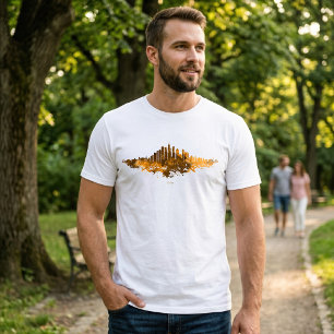 Chicago Skyline Watercolor Orange Cityscape Art T-Shirt