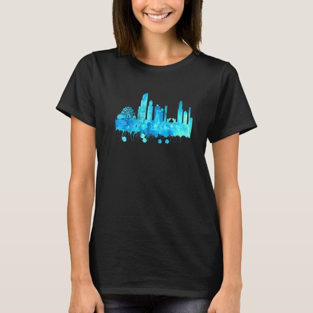 Chicago  Skyline Watercolor Paint T-Shirt (Front)