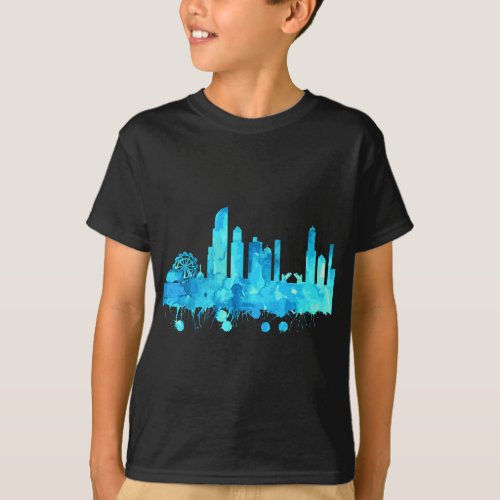 Chicago Skyline Watercolor Paint T_Shirt