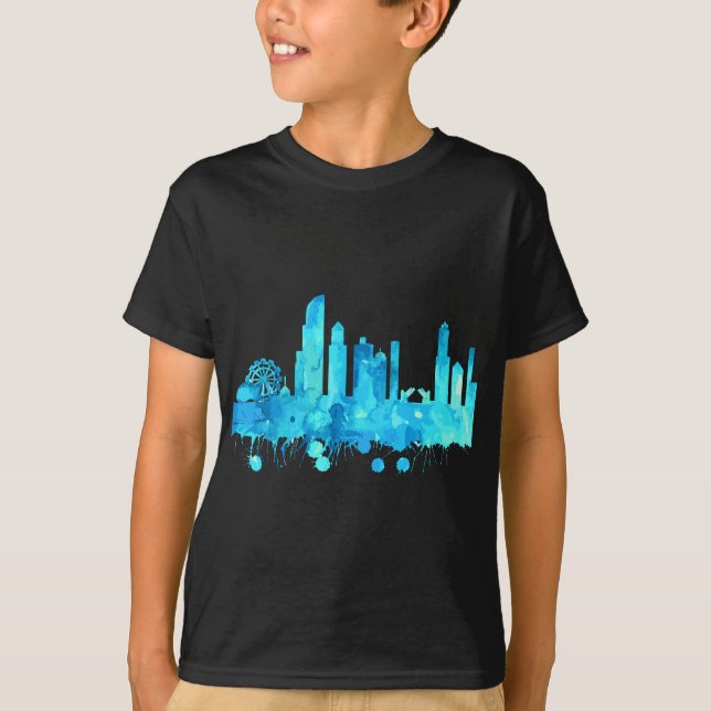 Chicago Skyline Watercolor Paint T-Shirt (Front)