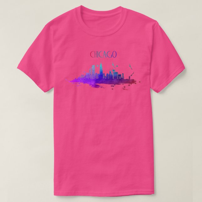 Chicago Skyline Watercolor Souvenir Illinois  T-Shirt (Design Front)