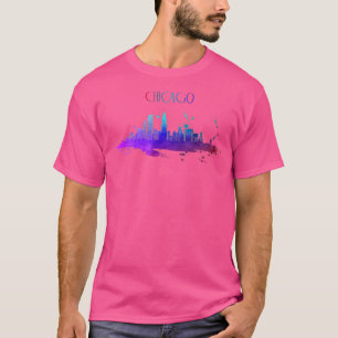 Chicago Skyline Watercolor Souvenir Illinois T-Shirt