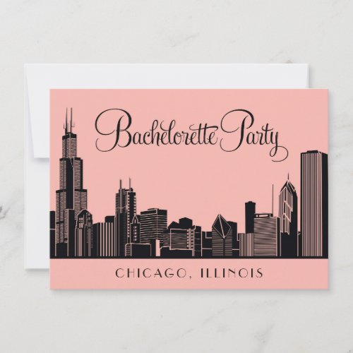 Bachelorette Party Invitations | Chicago Skyline