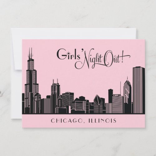 Bachelorette Party Invitations | Chicago Skyline Custom Announcement