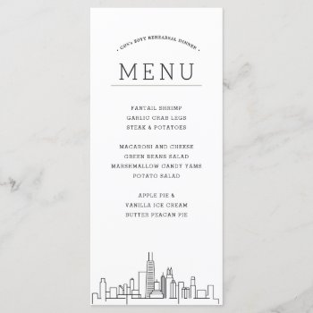 Chicago Skyline | Wedding Event Dinner Menu by colorjungle at Zazzle