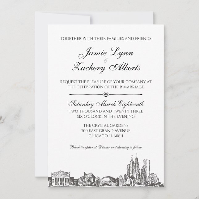 Chicago Skyline Wedding Invitation (Front)