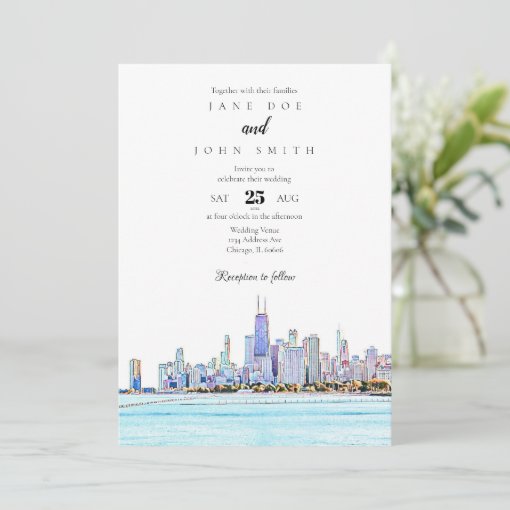Chicago Skyline Wedding Invitation Zazzle